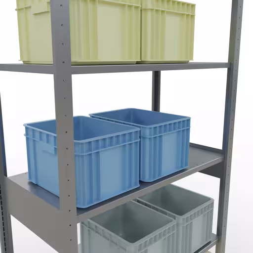 Grundregal, Fachbodenregal Stecksystem MULTIplus150, 2500 x 1000 x 500 mm (HxBxT), 6 Fachböden, Längenriegel, verzinkt von Schulte Lagertechnik aus der Kategorie Stecksystem