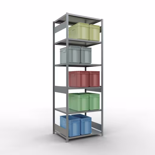 Grundregal, Fachbodenregal Stecksystem MULTIplus250, 3000 x 1000 x 800 mm (HxBxT), 7 Fachböden, Längenriegel, verzinkt von der Marke Schulte Lagertechnik aus der Produktreihe Stecksystem