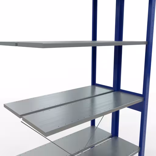 Produktbild Nr.7 des Artikels Anbauregal, Doppelregal, Fachbodenregal Stecksystem MULTIplus150, 2500 x 1000 x (2x300) mm (HxBxT), 2x6 Fachböden, Kreuzstrebe, RAL 5010 enzianblau aus der Produktreihe Fachbodenregale von der Marke Schulte Lagertechnik