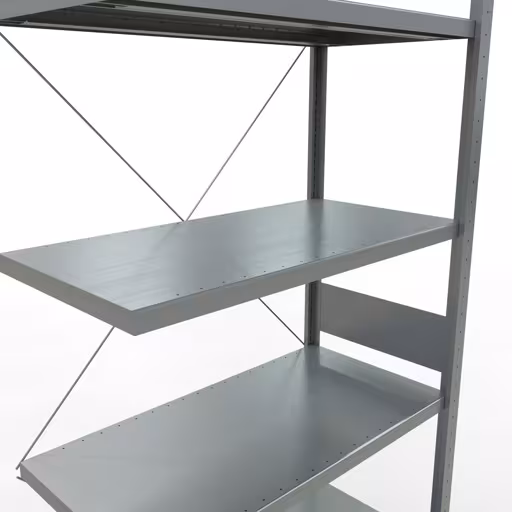 Anbauregal, Fachbodenregal Stecksystem MULTIplus330, 3000 x 1000 x 500 mm (HxBxT), 7 Fachböden, Kreuzstrebe, verzinkt von Schulte Lagertechnik aus der Kategorie Stecksystem