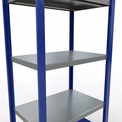 Produktbild Nr 12 des Artikels Grundregal, Fachbodenregal Stecksystem MULTIplus250, 2000 x 750 x 500 mm (HxBxT), 5 Fachböden, Längenriegel, RAL 5010 enzianblau/verzinkt/verzinkt Abbildung Nr 12 des Artikels Grundregal, Fachbodenregal Stecksystem MULTIplus250, 2000 x 750 x 500 mm (HxBxT), 5 Fachböden, Längenriegel, RAL 5010 enzianblau/verzinkt/verzinkt aus der Produktgruppe Stecksystem von der Marke Schulte Lagertechnik