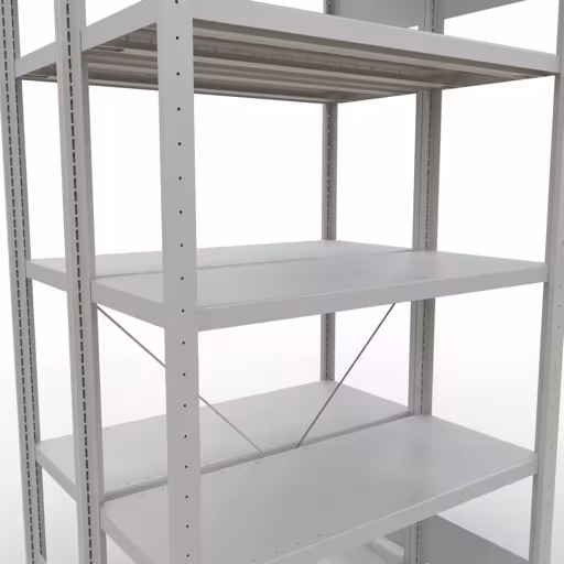 Grundregal, Doppelregal, Fachbodenregal Stecksystem MULTIplus250, 2000 x 1000 x (2x400) mm (HxBxT), 2x5 Fachböden, Kreuzstrebe, RAL 7035 lichtgrau von Schulte Lagertechnik mit der Artikelnr. 32140-G