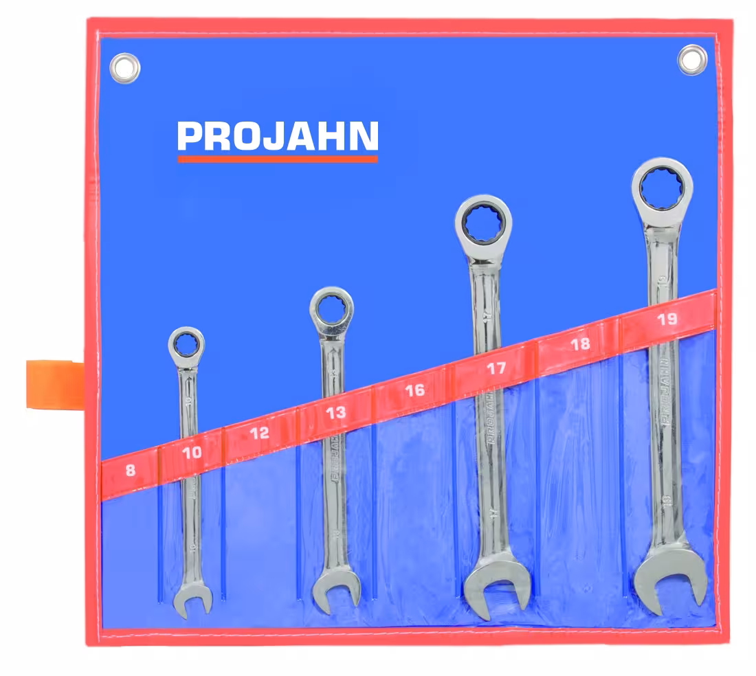 GearTech Schlüssel Satz Rolltasche 4tlg 10 - 13 - 17 - 19 mm von PROJAHN mit der Artikelnr. 3498