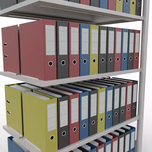 Abbildung Nr 11 des Artikels Anbauregal, Büro-Fachbodenregal Stecksystem MULTIplus150, 1800 x 1000 x 600 mm (HxBxT), 5 Fachböden, Längenriegel, mit Mittelanschlag, lichtgrau aus der Produktgruppe Büroregale von der Marke Schulte Lagertechnik