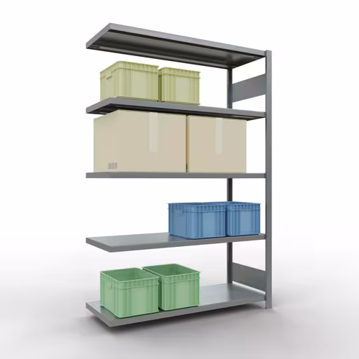Abbildung Nr 9 des Artikels Anbauregal, Fachbodenregal Stecksystem MULTIplus250, 2000 x 1300 x 500 mm (HxBxT), 5 Fachböden, Längenriegel, verzinkt aus der Produktgruppe Stecksystem von der Marke Schulte Lagertechnik