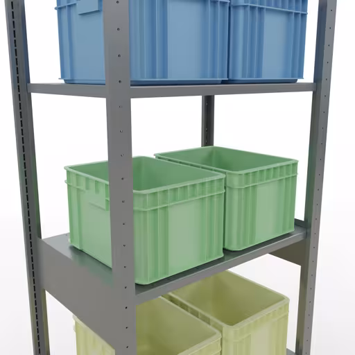 Produktbild Nr.7 des Artikels Grundregal, Fachbodenregal Stecksystem MULTIplus150, 2500 x 750 x 500 mm (HxBxT), 6 Fachböden, Längenriegel, verzinkt aus der Produktreihe Stecksystem von der Marke Schulte Lagertechnik