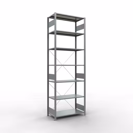 Abbildung Nr 16 des Artikels Grundregal, Fachbodenregal Stecksystem MULTIplus85, 3000 x 1000 x 500 mm (HxBxT), 7 Fachböden, Kreuzstrebe, verzinkt aus der Produktgruppe Stecksystem von der Marke Schulte Lagertechnik