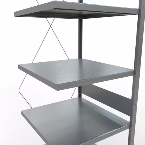Abbildung Nr 13 des Artikels Anbauregal, Fachbodenregal Stecksystem MULTIplus250, 3000 x 750 x 800 mm (HxBxT), 7 Fachböden, Kreuzstrebe, verzinkt aus der Produktgruppe Stecksystem von der Marke Schulte Lagertechnik