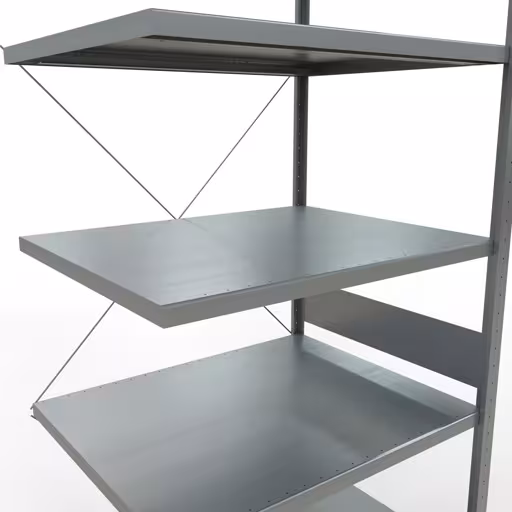 Abbildung Nr 11 des Artikels Anbauregal, Fachbodenregal Stecksystem MULTIplus330, 3000 x 1000 x 800 mm (HxBxT), 7 Fachböden, Kreuzstrebe, verzinkt aus der Produktgruppe Stecksystem von der Marke Schulte Lagertechnik