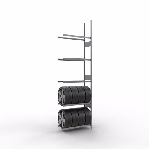 Abbildung Nr 12 des Artikels Anbauregal, Räder-/Reifenregal, 3500 x 1000 x 400 mm, verzinkt, 5 Lagerebenen á 150 kg Fachlast pro Ebene aus der Produktgruppe Fachbodenregale von der Marke Schulte Lagertechnik