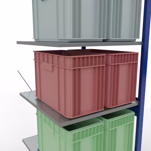Anbauregal, Fachbodenregal Stecksystem MULTIplus150, 2500 x 750 x 800 mm (HxBxT), 6 Fachböden, Kreuzstrebe, RAL 5010 enzianblau/verzinkt/verzinkt von der Marke Schulte Lagertechnik aus der Produktreihe Stecksystem