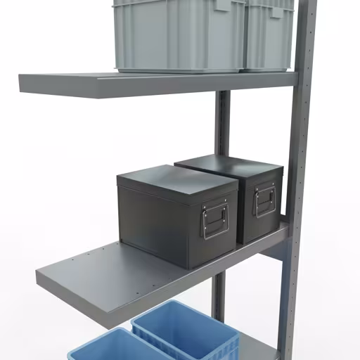 Anbauregal, Fachbodenregal Stecksystem MULTIplus250, 2500 x 750 x 300 mm (HxBxT), 6 Fachböden, Längenriegel, verzinkt von der Marke Schulte Lagertechnik aus der Produktreihe Stecksystem