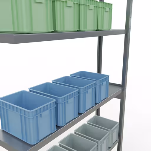 Anbauregal, Fachbodenregal Stecksystem MULTIplus250, 3000 x 1300 x 300 mm (HxBxT), 7 Fachböden, Längenriegel, verzinkt von Schulte Lagertechnik aus der Kategorie Stecksystem