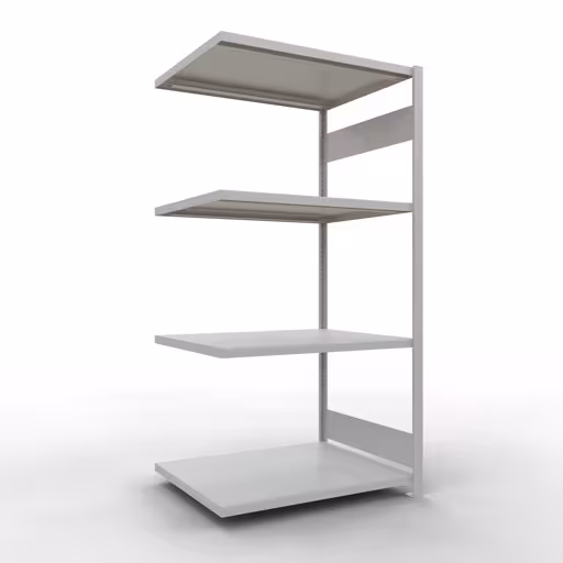 Anbauregal, Fachbodenregal Stecksystem MULTIplus330, 2000 x 1000 x 800 mm (HxBxT), 5 Fachböden, Längenriegel, RAL 7035 lichtgrau aus der Kategorie Anbauregal mit der Artikelnummer 33885-LR