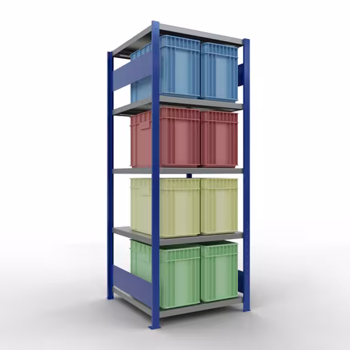 Abbildung Nr 12 des Artikels Grundregal, Fachbodenregal Stecksystem MULTIplus250, 2000 x 750 x 800 mm (HxBxT), 5 Fachböden, Längenriegel, RAL 5010 enzianblau/verzinkt/verzinkt aus der Produktgruppe Stecksystem von der Marke Schulte Lagertechnik