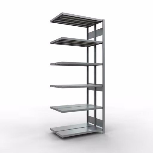 Anbauregal, Doppelregal, Fachbodenregal Stecksystem MULTIplus250, 2500 x 1000 x (2x300) mm (HxBxT), 2x6 Fachböden, Längenriegel, verzinkt von Schulte Lagertechnik aus der Kategorie Fachbodenregale
