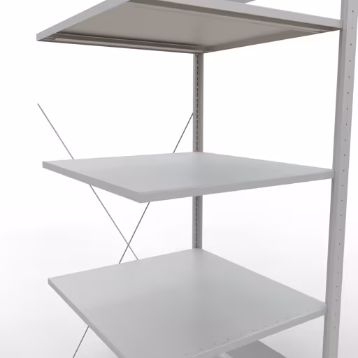 Produktbild Nr.7 des Artikels Anbauregal, Fachbodenregal Stecksystem MULTIplus150, 2000 x 750 x 800 mm (HxBxT), 5 Fachböden, Kreuzstrebe, RAL 7035 lichtgrau aus der Produktreihe Stecksystem von der Marke Schulte Lagertechnik