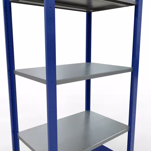 Grundregal, Fachbodenregal Stecksystem MULTIplus150, 2000 x 750 x 500 mm (HxBxT), 5 Fachböden, Längenriegel, RAL 5010 enzianblau/verzinkt/verzinkt von der Marke Schulte Lagertechnik aus der Produktreihe Stecksystem