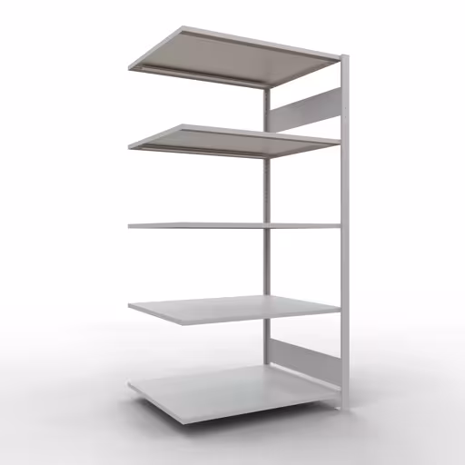 Anbauregal, Fachbodenregal Stecksystem MULTIplus150, 2000 x 1000 x 800 mm (HxBxT), 5 Fachböden, Längenriegel, RAL 7035 lichtgrau aus der Kategorie Anbauregal mit der Artikelnummer 32685-LR