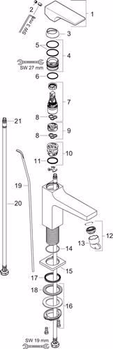 Technische Zeichnung 4073156 Hansgrohe Einhebel-Waschtischmischer METROPOL 110 Nennweite 15 chrom