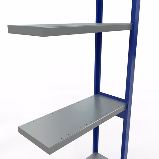 Abbildung Nr 10 des Artikels Anbauregal, Fachbodenregal Stecksystem MULTIplus250, 3000 x 750 x 300 mm (HxBxT), 7 Fachböden, Längenriegel, RAL 5010 enzianblau/verzinkt/verzinkt aus der Produktgruppe Stecksystem von der Marke Schulte Lagertechnik