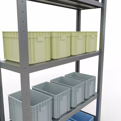 Zusatzbild des Artikels Grundregal, Fachbodenregal Stecksystem MULTIplus330, 2000 x 1000 x 300 mm (HxBxT), 5 Fachböden, Längenriegel, verzinkt aus Grundregal