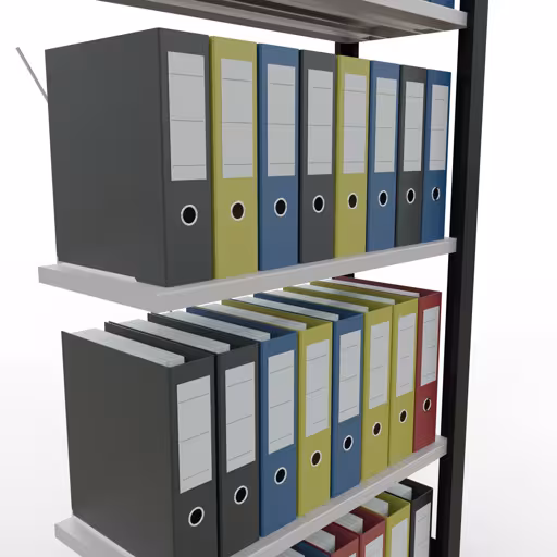 Anbauregal, Büro-Fachbodenregal Stecksystem MULTIplus85, 1800 x 750 x 300 mm (HxBxT), 5 Fachböden, Kreuzstrebe, ohne Anschlagleiste, schwarz/lichtgrau von der Marke Schulte Lagertechnik aus der Produktreihe Büroregale
