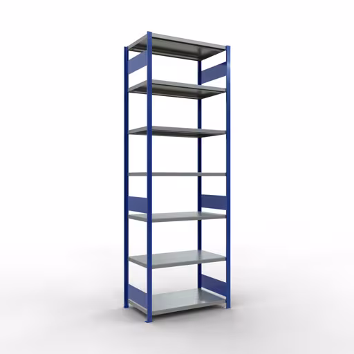 Grundregal, Fachbodenregal Stecksystem MULTIplus330, 3000 x 1000 x 600 mm (HxBxT), 7 Fachböden, Längenriegel, RAL 5010 enzianblau/verzinkt von der Marke Schulte Lagertechnik Grundregal, Fachbodenregal Stecksystem MULTIplus330, 3000 x 1000 x 600 mm (HxBxT), 7 Fachböden, Längenriegel, RAL 5010 enzianblau/verzinkt aus der Kategorie Grundregal mit der Artikelnummer 13962-LR-B