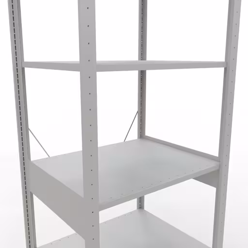 Grundregal, Fachbodenregal Stecksystem MULTIplus150, 2500 x 750 x 600 mm (HxBxT), 6 Fachböden, Kreuzstrebe, RAL 7035 lichtgrau von der Marke Schulte Lagertechnik aus der Produktreihe Stecksystem