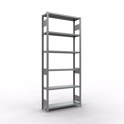Grundregal, Fachbodenregal Stecksystem MULTIplus250, 2500 x 1000 x 300 mm (HxBxT), 6 Fachböden, Längenriegel, verzinkt aus der Kategorie Grundregal mit der Artikelnummer 12931-LR