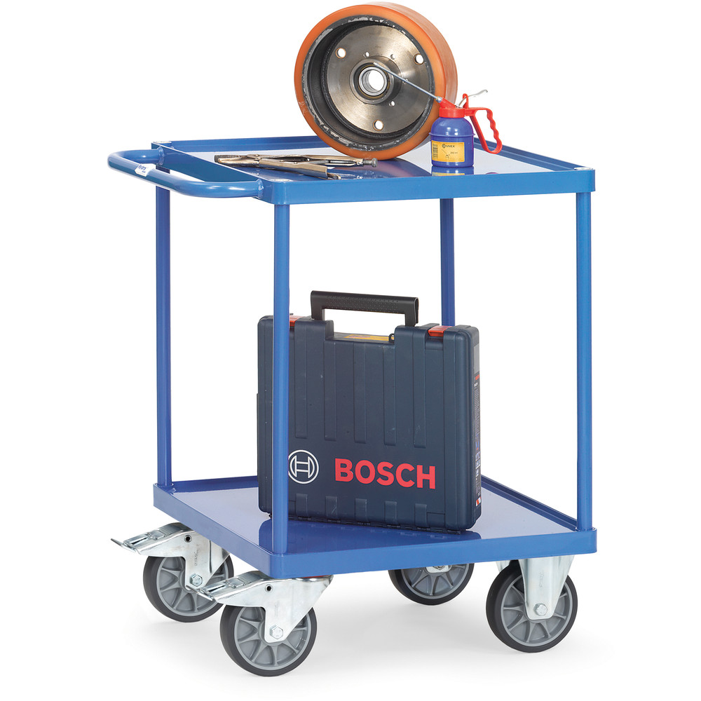 Anwendungsbild 3829261 Tischwagen 2496W - Stahlblech Stahlrohr und Stahlprofile verschweißt, pulverbeschichtet in blau glänzend RAL 5007