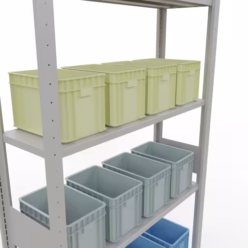 Produktbild Nr.15 des Artikels Grundregal, Fachbodenregal Stecksystem MULTIplus150, 3000 x 1000 x 300 mm (HxBxT), 7 Fachböden, Längenriegel, RAL 7035 lichtgrau aus der Produktreihe Stecksystem von der Marke Schulte Lagertechnik