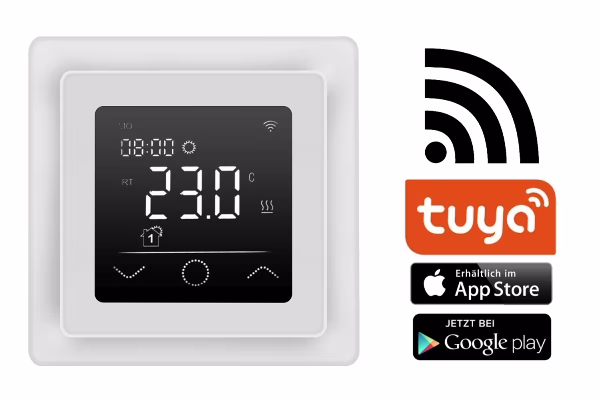 HoWaTech Temperaturregler WLAN Touch 750 weiß | für elektrische Fußbodenheizung | tuya App aus der Kategorie Fußbodenheizungs-Regelung  & Elektrik mit der Artikelnummer 906042
