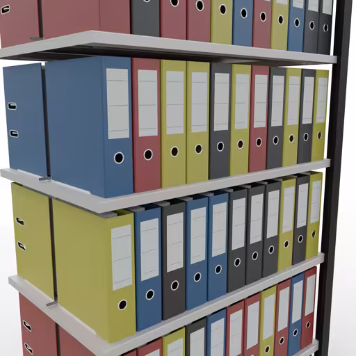 Zusatzbild des Artikels Anbauregal, Büro-Fachbodenregal Stecksystem MULTIplus150, 2300 x 1000 x 600 mm (HxBxT), 7 Fachböden, Längenriegel, mit Mittelanschlag, schwarz/lichtgrau aus Stecksystem