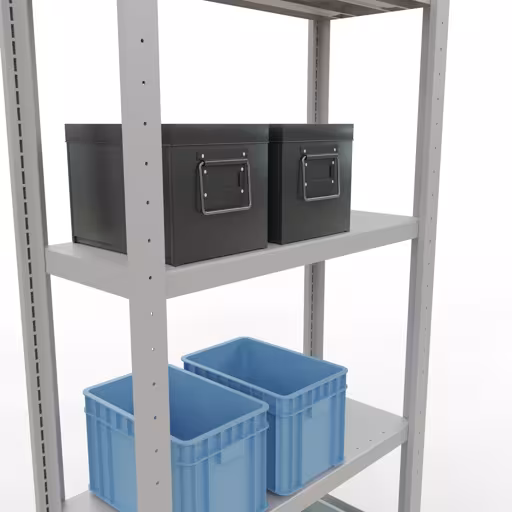 Abbildung Nr 12 des Artikels Grundregal, Fachbodenregal Stecksystem MULTIplus250, 2000 x 750 x 300 mm (HxBxT), 5 Fachböden, Längenriegel, RAL 7035 lichtgrau aus der Produktgruppe Stecksystem von der Marke Schulte Lagertechnik