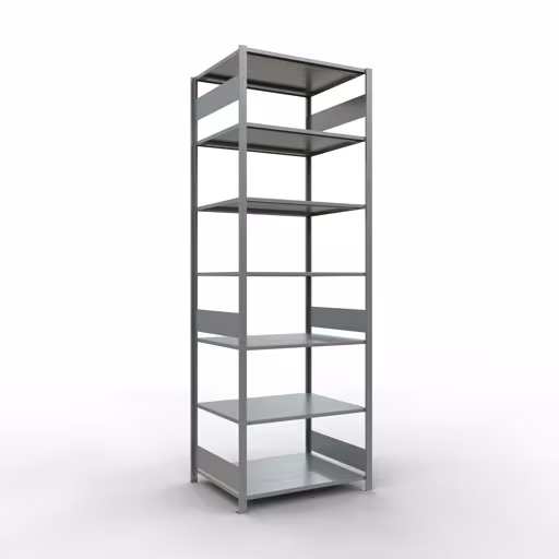 Grundregal, Fachbodenregal Stecksystem MULTIplus150, 3000 x 1000 x 800 mm (HxBxT), 7 Fachböden, Längenriegel, verzinkt aus der Kategorie Grundregal mit der Artikelnummer 12782-LR