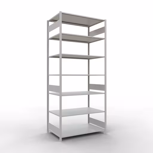 Grundregal, Fachbodenregal Stecksystem MULTIplus150, 3000 x 1300 x 800 mm (HxBxT), 7 Fachböden, Längenriegel, RAL 7035 lichtgrau aus der Kategorie Grundregal mit der Artikelnummer 32682-130-LR