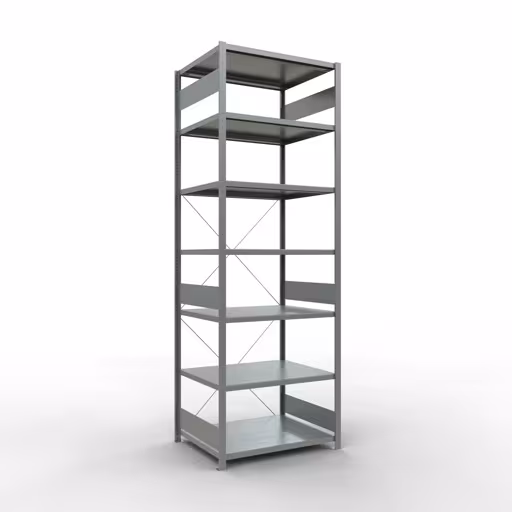 Grundregal, Fachbodenregal Stecksystem MULTIplus330, 3000 x 1000 x 800 mm (HxBxT), 7 Fachböden, Kreuzstrebe, verzinkt aus der Kategorie Grundregal mit der Artikelnummer 13982
