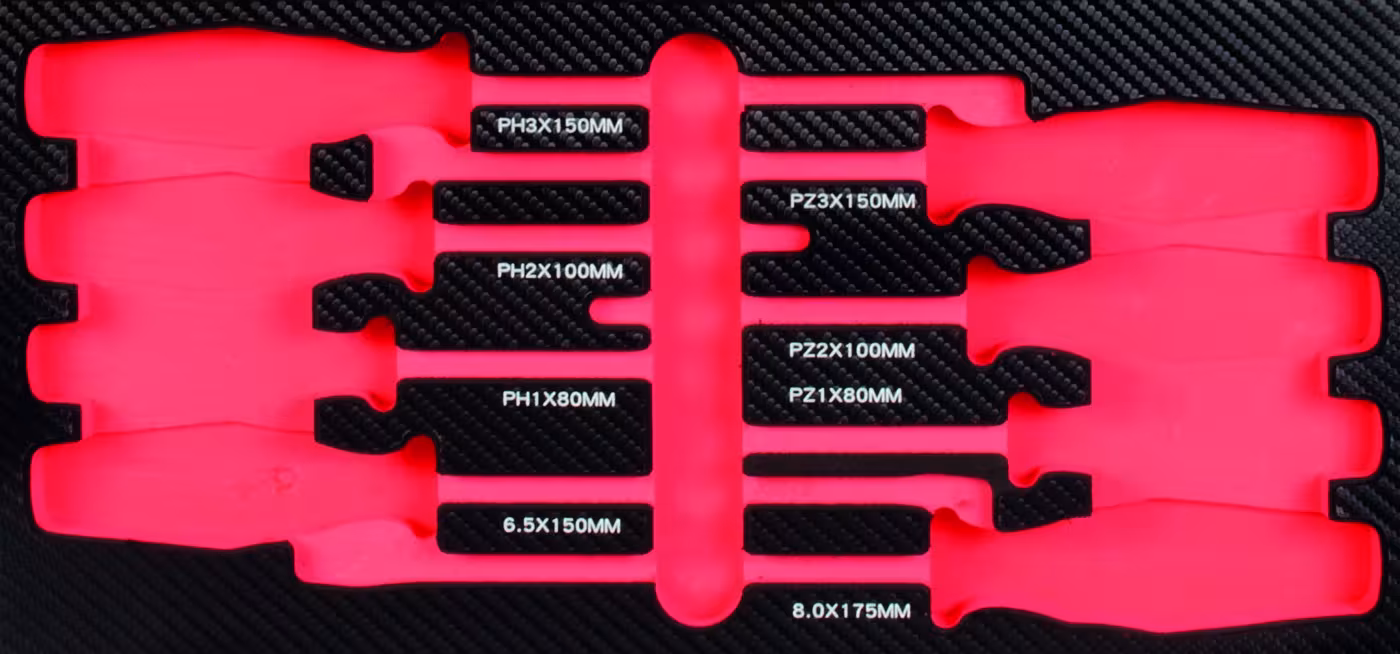 Einlage leer für 8 Schraubendreher PH + PZ + SL von der Marke PROJAHN Einlage Schraubendreher für 8 Kreuzschlitz-Schrauben PH, PZ und SL Typ Variante: Einlage leer für 8 Schraubendreher PH + PZ + SL aus der Kategorie Ordnungssysteme & Werkstattwagen mit der Artikelnr. 5999-065E
