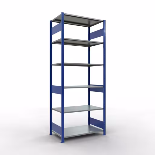 Grundregal, Fachbodenregal Stecksystem MULTIplus150, 2500 x 1000 x 600 mm (HxBxT), 6 Fachböden, Längenriegel, RAL 5010 enzianblau/verzinkt aus der Kategorie Grundregal mit der Artikelnummer 12761-LR-B