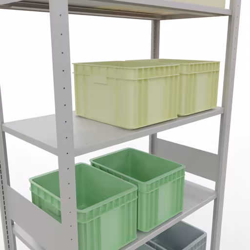 Abbildung Nr 10 des Artikels Grundregal, Fachbodenregal Stecksystem MULTIplus85, 3000 x 1000 x 500 mm (HxBxT), 7 Fachböden, Längenriegel, RAL 7035 lichtgrau aus der Produktgruppe Stecksystem von der Marke Schulte Lagertechnik