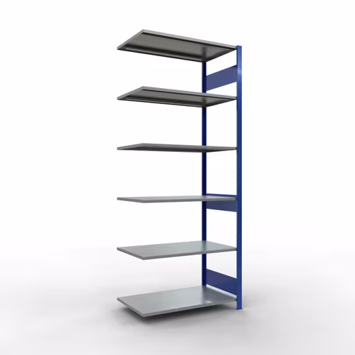Anbauregal, Fachbodenregal Stecksystem MULTIplus85, 2500 x 1000 x 600 mm (HxBxT), 6 Fachböden, Längenriegel, RAL 5010 enzianblau aus der Kategorie Anbauregal mit der Artikelnummer 13166-LR-B