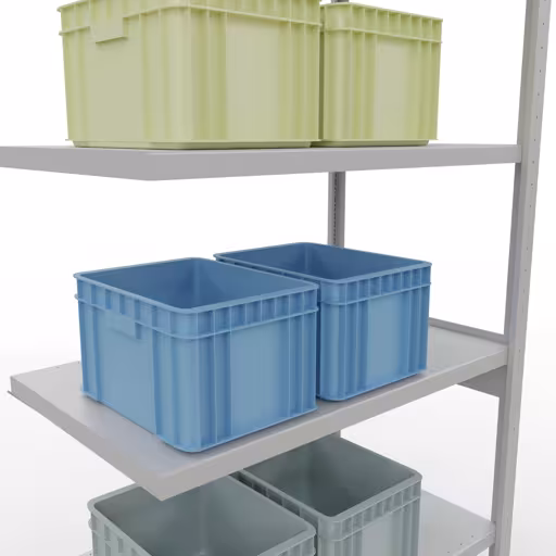 Abbildung Nr 15 des Artikels Anbauregal, Fachbodenregal Stecksystem MULTIplus330, 2500 x 1000 x 600 mm (HxBxT), 6 Fachböden, Kreuzstrebe, RAL 7035 lichtgrau aus der Produktgruppe Stecksystem von der Marke Schulte Lagertechnik
