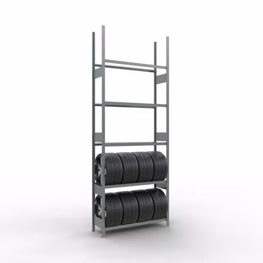 Abbildung Nr 9 des Artikels Grundregal, Räder-/Reifenregal, 3500 x 1300 x 400 mm, verzinkt, 5 Lagerebenen á 150 kg Fachlast pro Ebene aus der Produktgruppe Fachbodenregale von der Marke Schulte Lagertechnik