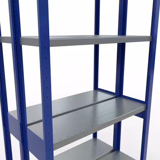 Grundregal, Doppelregal, Fachbodenregal Stecksystem MULTIplus250, 3000 x 1000 x (2x300) mm (HxBxT), 2x7 Fachböden, Längenriegel, RAL 5010 enzianblau von Schulte Lagertechnik aus der Kategorie Fachbodenregale