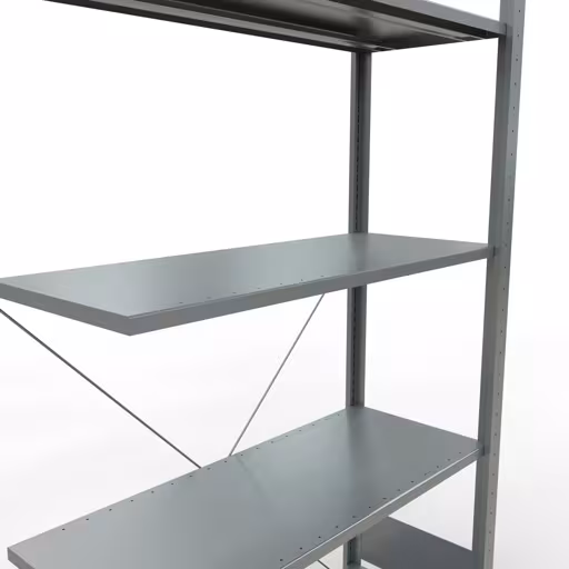 Produktbild Nr.12 des Artikels Anbauregal, Fachbodenregal Stecksystem MULTIplus150, 2000 x 1000 x 400 mm (HxBxT), 5 Fachböden, Kreuzstrebe, verzinkt - Expressline aus der Produktreihe Stecksystem von der Marke Schulte Lagertechnik