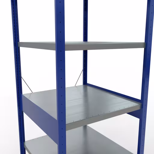 Abbildung Nr 8 des Artikels Grundregal, Fachbodenregal Stecksystem MULTIplus250, 2500 x 750 x 800 mm (HxBxT), 6 Fachböden, Kreuzstrebe, RAL 5010 enzianblau/verzinkt/verzinkt aus der Produktgruppe Stecksystem von der Marke Schulte Lagertechnik