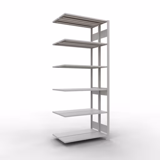 Anbauregal, Doppelregal, Fachbodenregal Stecksystem MULTIplus150, 2500 x 1000 x (2x300) mm (HxBxT), 2x6 Fachböden, Längenriegel, RAL 7035 lichtgrau von Schulte Lagertechnik aus der Kategorie Fachbodenregale