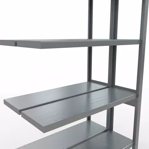 Andere Ansicht des Artikels Anbauregal, Doppelregal, Fachbodenregal Stecksystem MULTIplus250, 2500 x 1000 x (2x300) mm (HxBxT), 2x6 Fachböden, Längenriegel, verzinkt aus der Kategorie Fachbodenregale