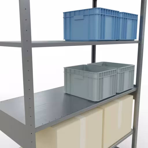 Grundregal, Fachbodenregal Stecksystem MULTIplus150, 2500 x 1300 x 600 mm (HxBxT), 6 Fachböden, Längenriegel, verzinkt mit der Artikelnr. 12761-130-LR Grundregal, Fachbodenregal Stecksystem MULTIplus150, 2500 x 1300 x 600 mm (HxBxT), 6 Fachböden, Längenriegel, verzinkt von Schulte Lagertechnik aus der Kategorie Stecksystem